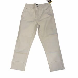 Frye Ivory High Rise Jeans Cropped Cuffed Stretch Denim Size 6 NWT